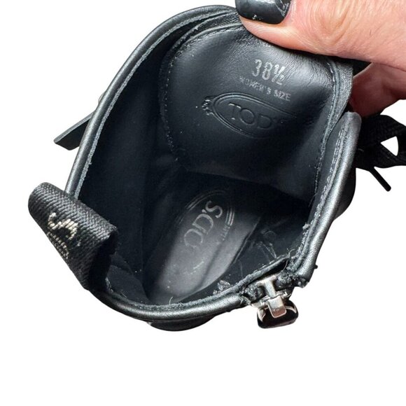 $945 Tod's Anfibio donna Black Velvet Buckled Combat Boots size 38.5 US 8 - Picture 7 of 11